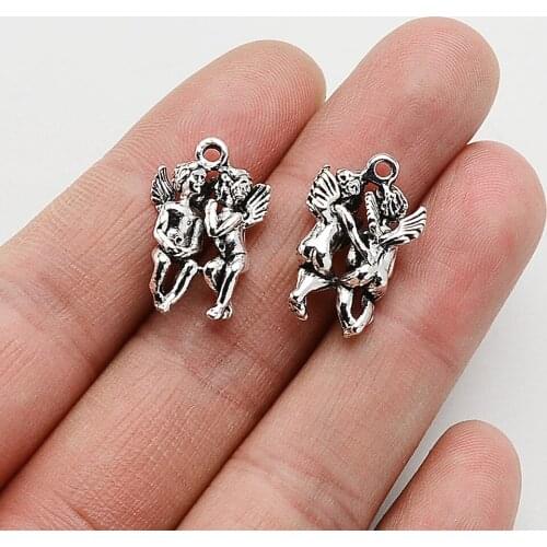 10pcs/lot--21x12x5mm, Antique silver plated angel fairy lover wing charms,DIY supplies,Jewelry accessories