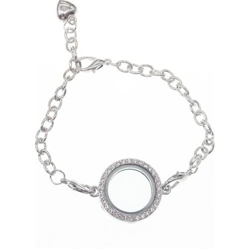 10PCS/LOT 25mm Living Memory Stainless Steel Locket Bracelet Bangle for Women Femme Twist Fit Floating Charm