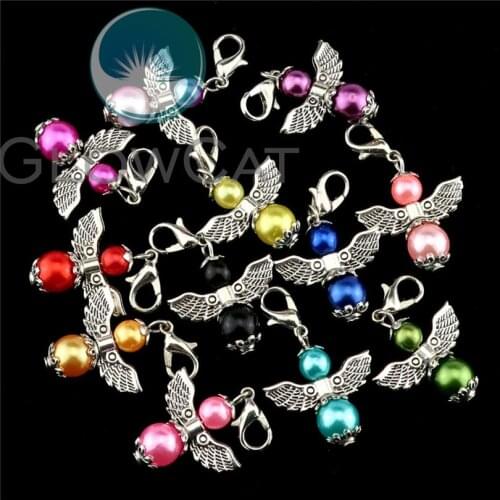 12X Charm Dancing Feather Wings Pendant 34x22mm Flower Angel Pendants Accessories For Handmade Keychain Dangel Jewelry 22554