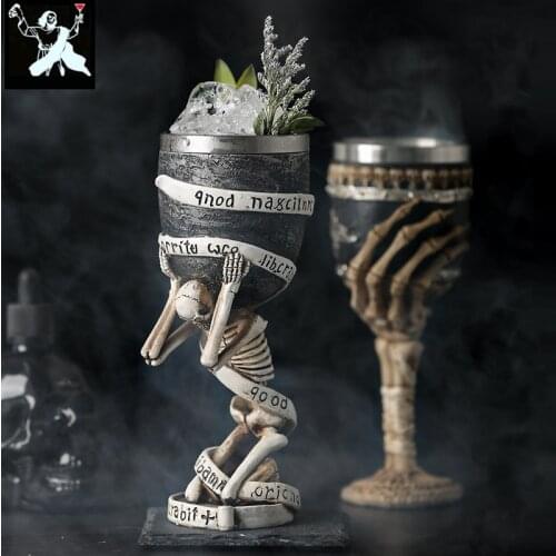 180ml Slave Skull Beer Wine Coffee Mug Cup Made Of Resin And Stainless Steel Halloween Mug Cup Decoration Ceramic Tiki Mugs