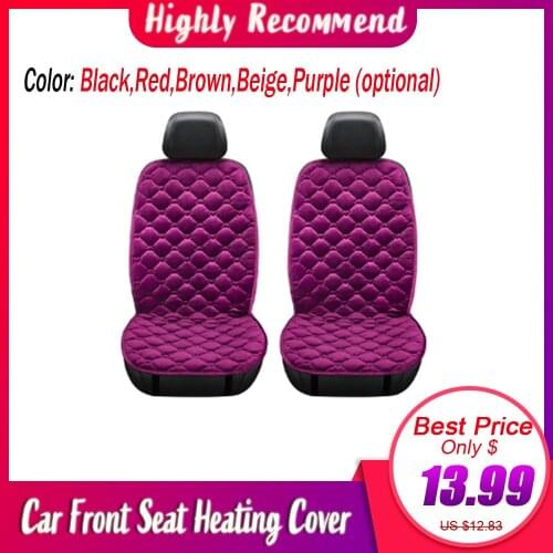 2pcs 12v Car Auto Front Seat Heated Cover Heater Cushion Temperature Controller Winter Warmer Pad 2in1