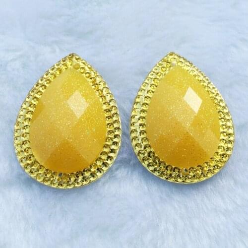 20pcs Large size 30*40mm Crystal Rhinestone wedding Decoration Water Drop Glitter Gems Flat Back Strass -E782