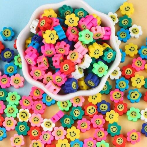 30pcs/Lot 10mm Smiling Face Soft Pottery Beads Plum-shaped Soft Pottery Beads For Jewelry Making DIY Charms Bracelet Necklace