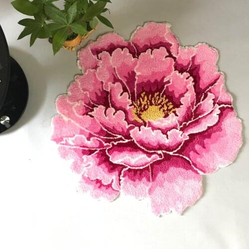 3D peony thick flower carpet bedroom livingroom round rug bed soft parlor pink rug anti-slip hallway chair kids door mat