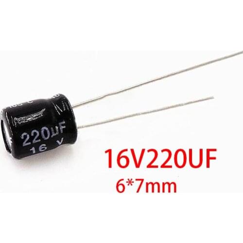 50PCS Higt quality 16V220UF 6*7mm 220UF 16V 6*7 Electrolytic capacitor