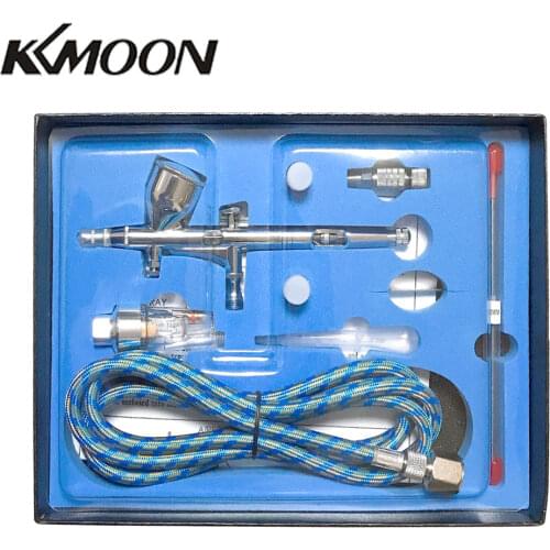 KKmoon Dual Action Gravity Feed Airbrush Kit with 1.8m Hose 0.2/0.3/0.5mm Needle 9cc Cup Air Brush for Art Painting Spray Gun