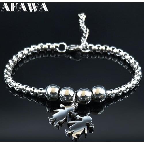 2021 Fashion Two Girl Stainless Steel Best Friend Chain Bracelet Women Silver Color Bracelet Jewelry pulseras mujer B18553