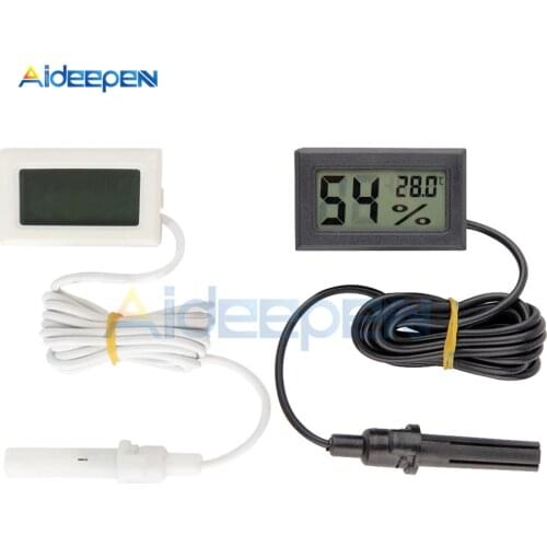 Mini LCD Digital Thermometer Hygrometer Indoor Convenient Temperature Sensor Humidity Meter Gauge Instruments Cable Black/White