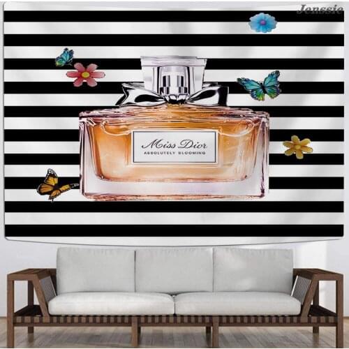 Flower Butterfly Perfume Tapestry Fabric Wall Hanging Curtain Decor Fashion Morden Polyester Blanket Student Dormitory Tapestry