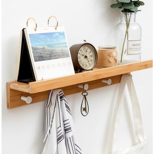 Wooden Wall Shelf Iron Partition Board Bedroom Living Room TV Wall Hanging Storage Rack HOOK For Home Decoration WF1020