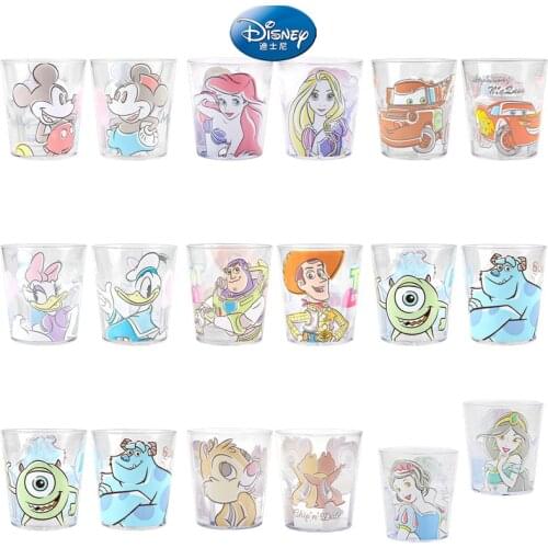 Disney Minnie Mickey Mouse Baby Cup Elsa Ariel Princess Transparent Plastic Milk Cup McQueen Cute Cartoon Tooth Brushing Cup