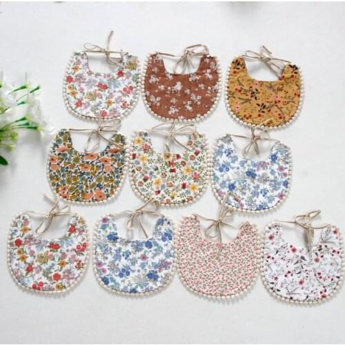 Infant Baby Girl Boy Bib Kid Toddler Dinner Feeding Tassel Double-deck Cotton Linen Burp Cloths Saliva Towel