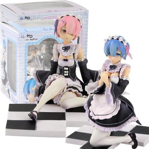 12-16cm Re:Life In a Different World From Zero Rem Ram Sit Figurine PVC Action Figure Collection Toys