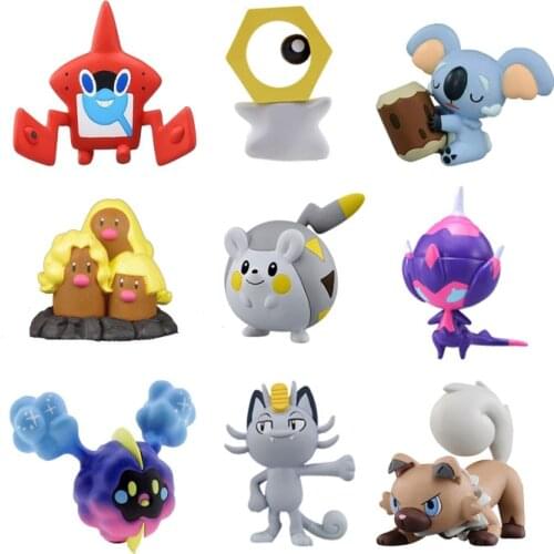 TAKARA TOMY Pokemon Anime Figure Model Toys Rotom Poipole Cosmog Rockruff Meowth Sandygast Komala Meltan Dugtrio Kids Toys