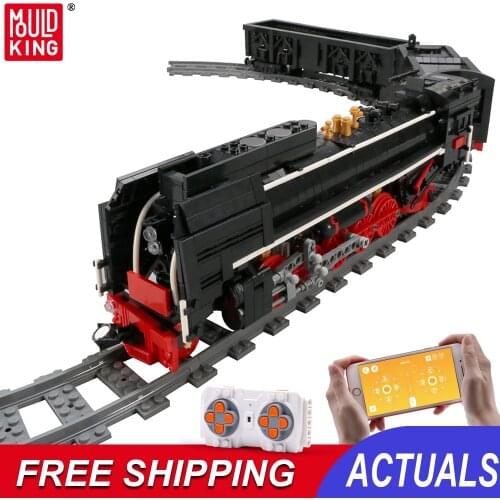 Mould King High-Tech RC Train Steam Locomotives Compatible Train Model Building Blocks Bricks Educational Toys Christmas Gift
