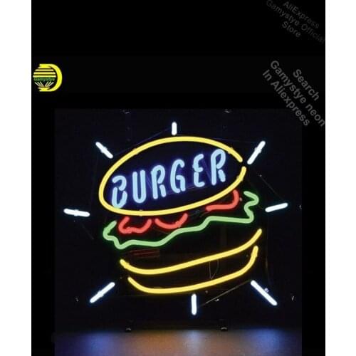 Burger Food Neon Sign Restaurant neon bulb Sign neon lights Brand LOGO Sign glass Burger Letrero neon Guitar Store Display Neon