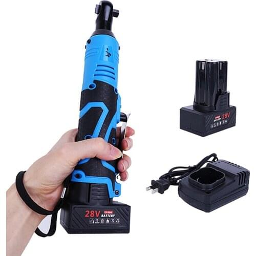 28/18/12V Electric Wrench Cordless Rechargeable Electric Wrench 3/8 Inch Right Angle Ratchet Wrenches Impact Driver Power Tool