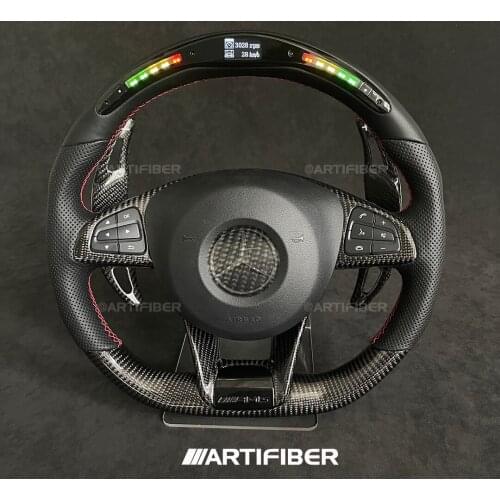 Race display 100% Real Carbon Fiber LED Steering Wheel for Benz AMG