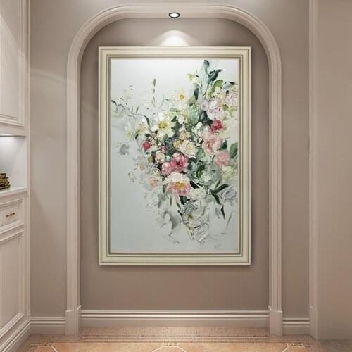 Nordic Flowers hand-painted Oil Painting The Living Room Entrance Decorated Restaurant Mural Paintings American Luxury hand-tail