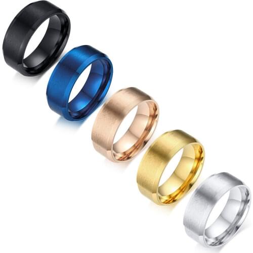JHSL Simple 8mm 316L Stainless Steel Male Men Rings Blue Black Gold Color Fashion Jewelry size 5 6 7 8 9 10 11 12 13 14