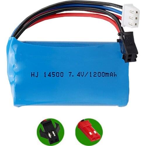 7.4V 1200mAh 14500 Li-ion Battery For Remote Control toys Cars Tanks Robots Electric Water Gun Spare Parts 2S 7.4 V lipo Battery