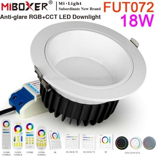 MiBoxer FUT072 18W Anti-glare RGBCCT Smart LED Downlight AC110V 220V 2.4G RF Wireless Remote WiFi APP Alexa Google Voice Control