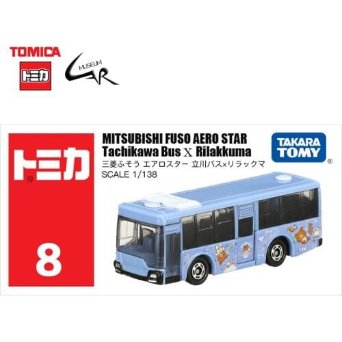 TAKATA TOMY TOMICA Diecast Alloy Car Model Toy 8 Mitsubishi BUS FUSO Star Tachikawa Bus Rilakkumas Gift