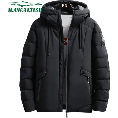 Hawaifish brand mens Cotton jacket autumn and winter plus velvet padded coat 2021 mens Korean version trend casaco masculino