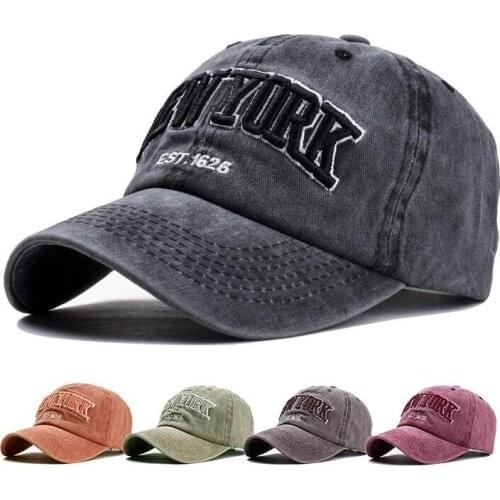 Washed 100% Cotton Baseball Cap Hat for Women Men Vintage Dad Hat NEW YORK Embroidery Letter Outdoor Sports Caps