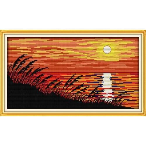 Sunset cross stitch kit 14ct 11ct count printed canvas stitching embroidery DIY handmade needlework
