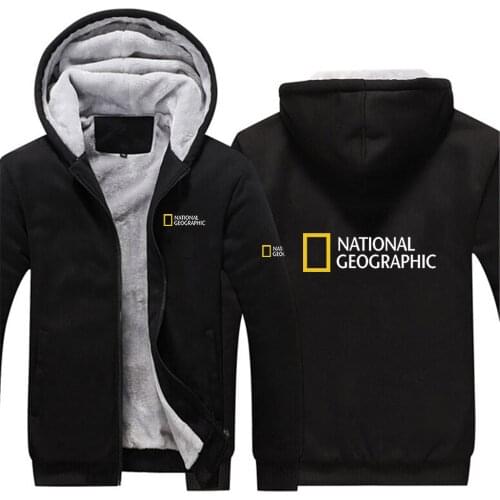 2021 New National-Geographic Hoodie Men Fashion Survey Expedition Scholar Print Winter Thick Sweatshirt Warm Harajuku Streetwear