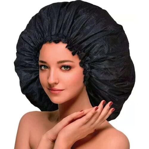 Extra Large Satin Silky Bonnet Sleep Cap with Premium Elastic Band For Women Solid Color Head Wrap Brimmed Nightcap Night Hat 1X