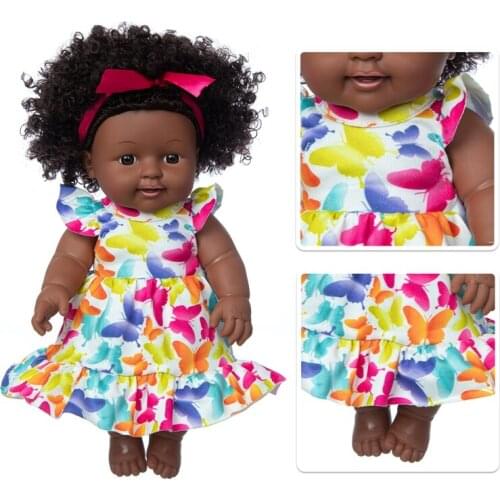 Butterfly Dress +30cm DollChristmas Best Gift For Baby Girls Black Toy Mini Cute Explosive hairstyle Doll Children Girls
