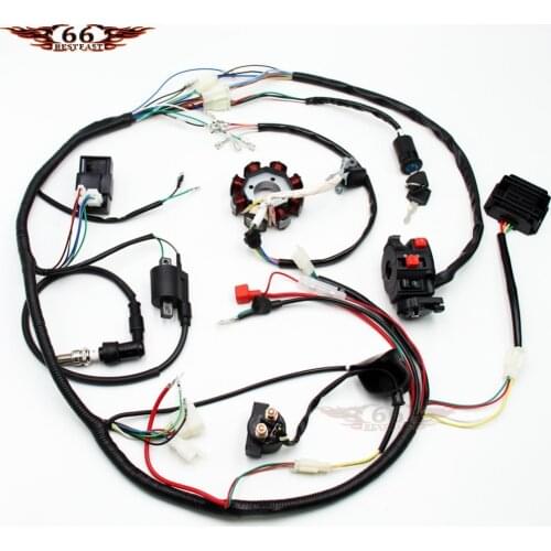 Full Electric Wiring Harness Wire Loom CDI Coil Stator Assembly For ATV Quad Bike Buggy Go Kart 150cc 200cc 250cc 300cc NEW