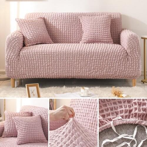 Seersucker Elastic Sofa Covers for Living Room Elastic Couch Cover for Armchair Chaise 1/2/3/4 Seater Stretch Sofa Protector