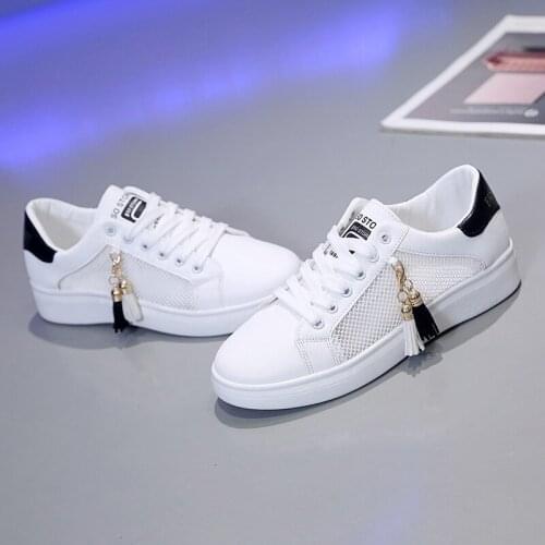 Mesh White Shoes Ladies Fashion Breathable Shoes Students Korean Casual Shoes Sports Shoes Flat Shoes Womens Shoes