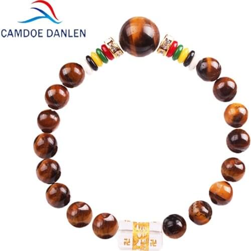 Six Design Lucky Mantra Prayer Bangle Tiger Eye stone Round beads Natural Stone Charm Bracelets Men Women Gift Fashion Jewelry
