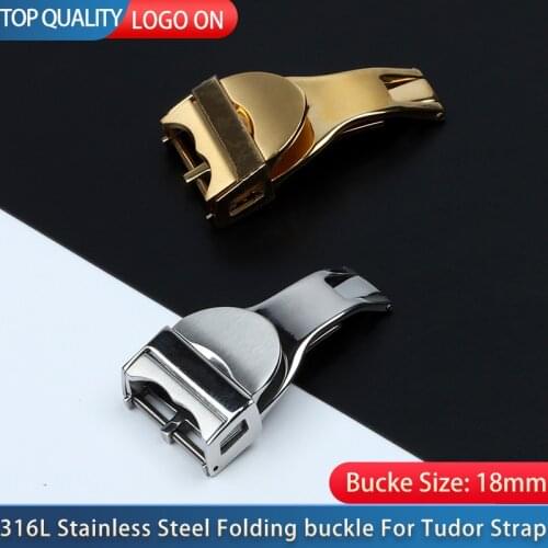 316L Stainless Steel Folding Butterfly Clasp Watch strap watchband belt For Tudor Buckle Black Bay 18mm Leather Silicone Strap