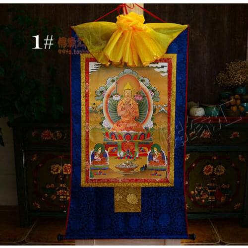 Tibetan Buddhist Buddha Silk Gild Thangka Thanka Tsongkhapa Tsong Khapa 35CM