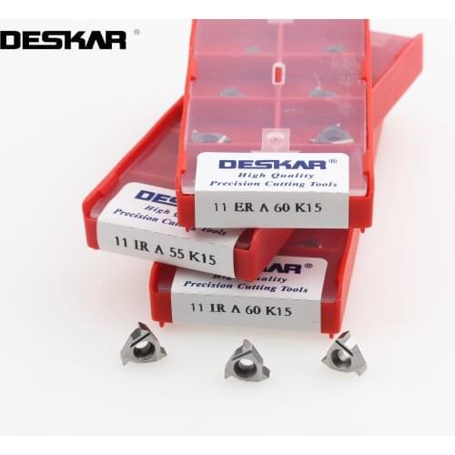 10PCS DESKAR 11ER 11IR 1.0 /1.25 /1.5 /1.75 /2.0 /2.5 /3.0ISO A55 A60 K15 Threading Insert CNC lathe cutter For Aluminum