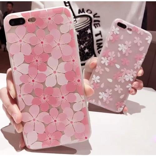 Vintage Flower Silicone Phone Case For iPhone 7 8 Plus Pink Floral Cases For iPhone X XS Max 6 6S Plus Soft TPU Back Cover Coque