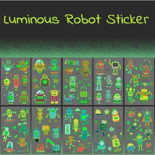 Temporary Tattoos Body Arm Tattoo Sticker Long And Half Sleeve Fake Waterproof Robot Luminous Children Cartoon Tattoo Stickers