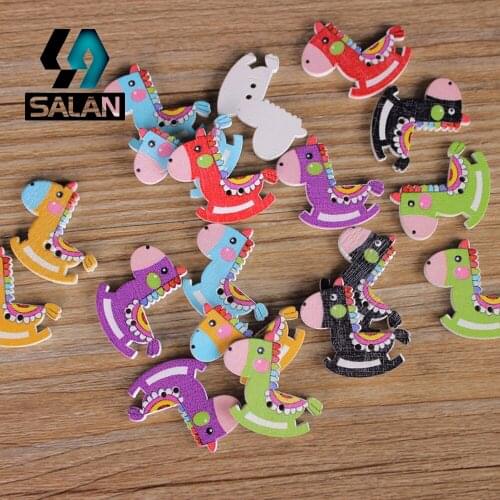 WB-0032 Free shipping wholesale/retailed 15pcs/lot cute horse shape wooden buttons for children clothing DIY gift
