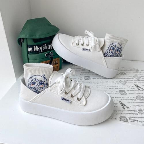 Nice White Shoes Female 2021 New Fashion Student White Sneakers Platform Canvas Sneakers for Women Spring Casual Shoes