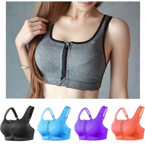 Women Zipper Push Up Sports Bras Vest Underwear Shockproof Breathable Gym Fitness Athletic Running Yoga Sport Tops S-XXL