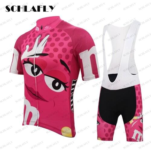Woman pink funny cycling jersey Set breathable quick dry anti-shrink short sleeve bike wear kit jersey road jersey cycling cloth