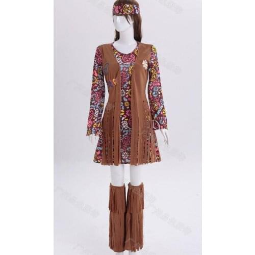 Adult 60s 70s Groovy Hippie Hippy Flower Power Womens Ladies Fancy Dress Costume