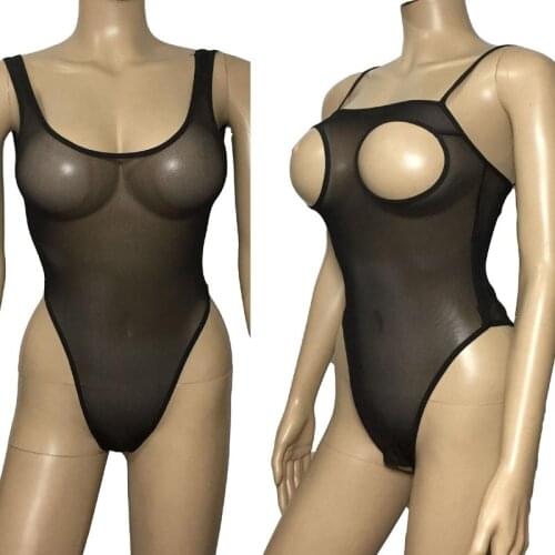 Sexy Women See Through Mesh Teddy Lingerie Sleeveless Cupless Leotard Open Crotch Erotic Bodysuit Hot Babydoll