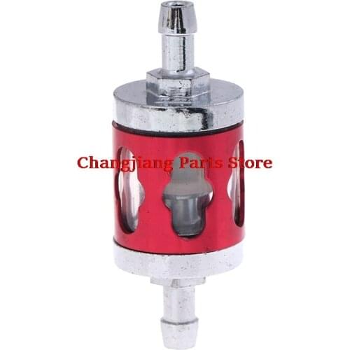 1pc Red Motorcycle Gas Fuel Filter Fits 8mm 1/4'' Inline Universal Hose Filters Engine Accessories