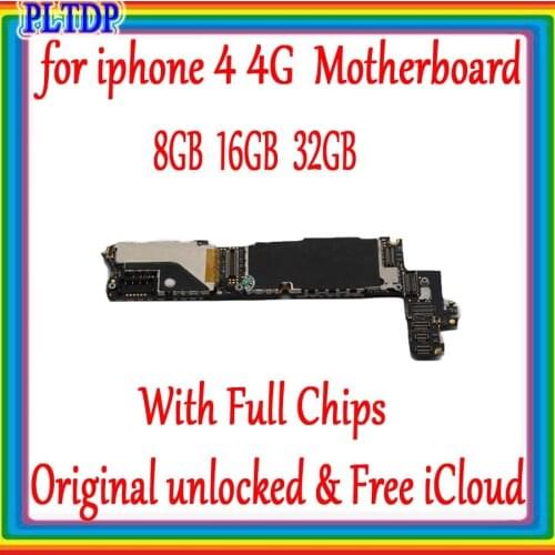 100% tested For iPhone 4 4g Motherboard, high quality Unlocked Logic Board For iPhone 4 Mainboard With Full Chips ,Free shipping